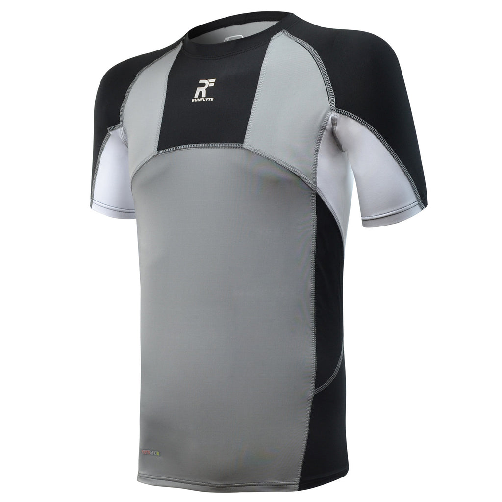 RunFlyte Men's Contour Panel Compression Short Sleeve T-Shirt - Moisture Wicking - RunFlyte